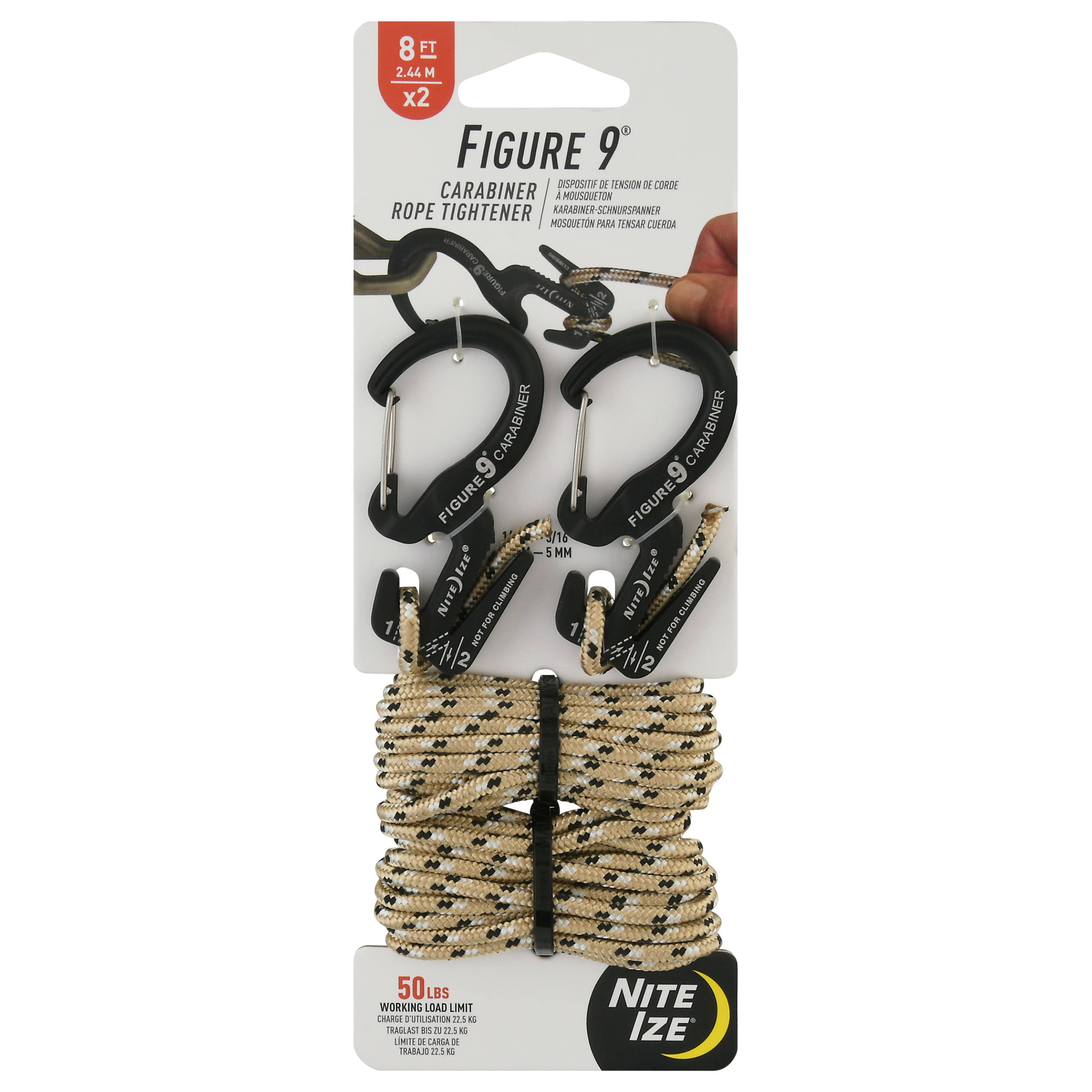 4-Pack Nite Ize Figure 9 Rope Tightener Small Black Aluminum Tie Down Tool 