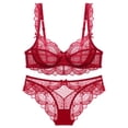 thumbnail image 5 of Front Closure Bras for Women Plus Size Wireless Underwear Comfortable V Neck Push Up Full Coverage Lingerie Everyday Bra,Purple,46 C, 5 of 5
