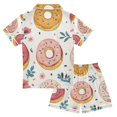 thumbnail image 2 of FORMRS Kids Short Sleeve Top and Pants Pajama Set Unisex Satin 2-Piece Sleepwear, Sizes 9-10Y, Pink Donut, 2 of 8