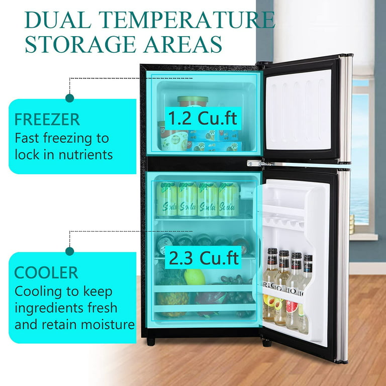 Krib Bling 3.5 cu.ft Compact Refrigerator, Retro Mini Fridge with