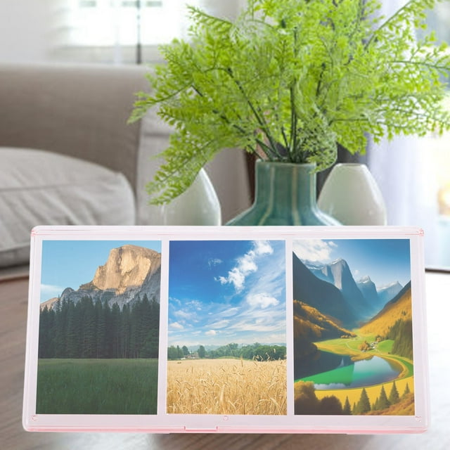 Clear PC Display Triple Picture Frame 3 Openings for 3in 4x3 Photos, Sturdy Stand, Ideal Gift, Versatile Functionality, Easy to Use, Desktop Decor