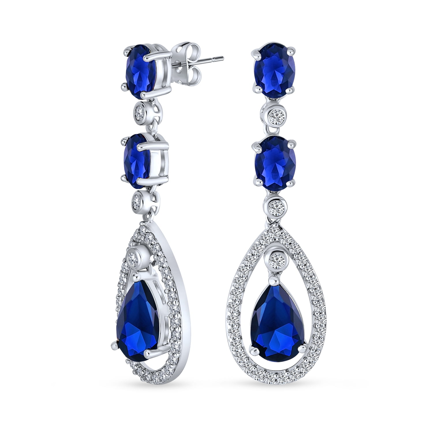 Blue Enamel Convertible Earrings Gold Tear Drop Earrings Pierced Baby Blue Enamel Earrings