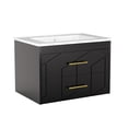 thumbnail image 1 of Modern Floating Bathroom Vanity Set, Wall Mounted Cabinet with Large Soft-Close Drawer and Gold Handle, Space-Saving Design, 1 of 7