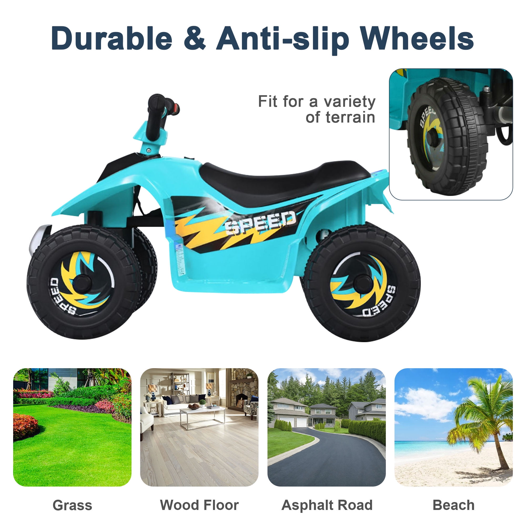 Resenkos 6V Kids Ride On Electric ATV, Ride Car with 4 Wheels, Ride-On Toy for Toddlers 1-3 Boys & Girls(Blue)