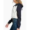 thumbnail image 2 of Doublju Women's Contrast Raglan Sleeve Crop Zip Up Hoodie With Kangaroo Pocket, 2 of 4