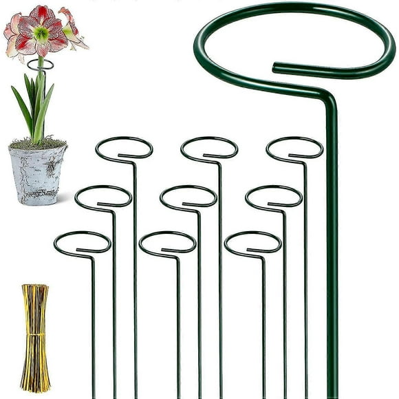 10 pack metal plant stakes, heavy duty garden plant flower stakes for amaryllis, lily, peony, white--