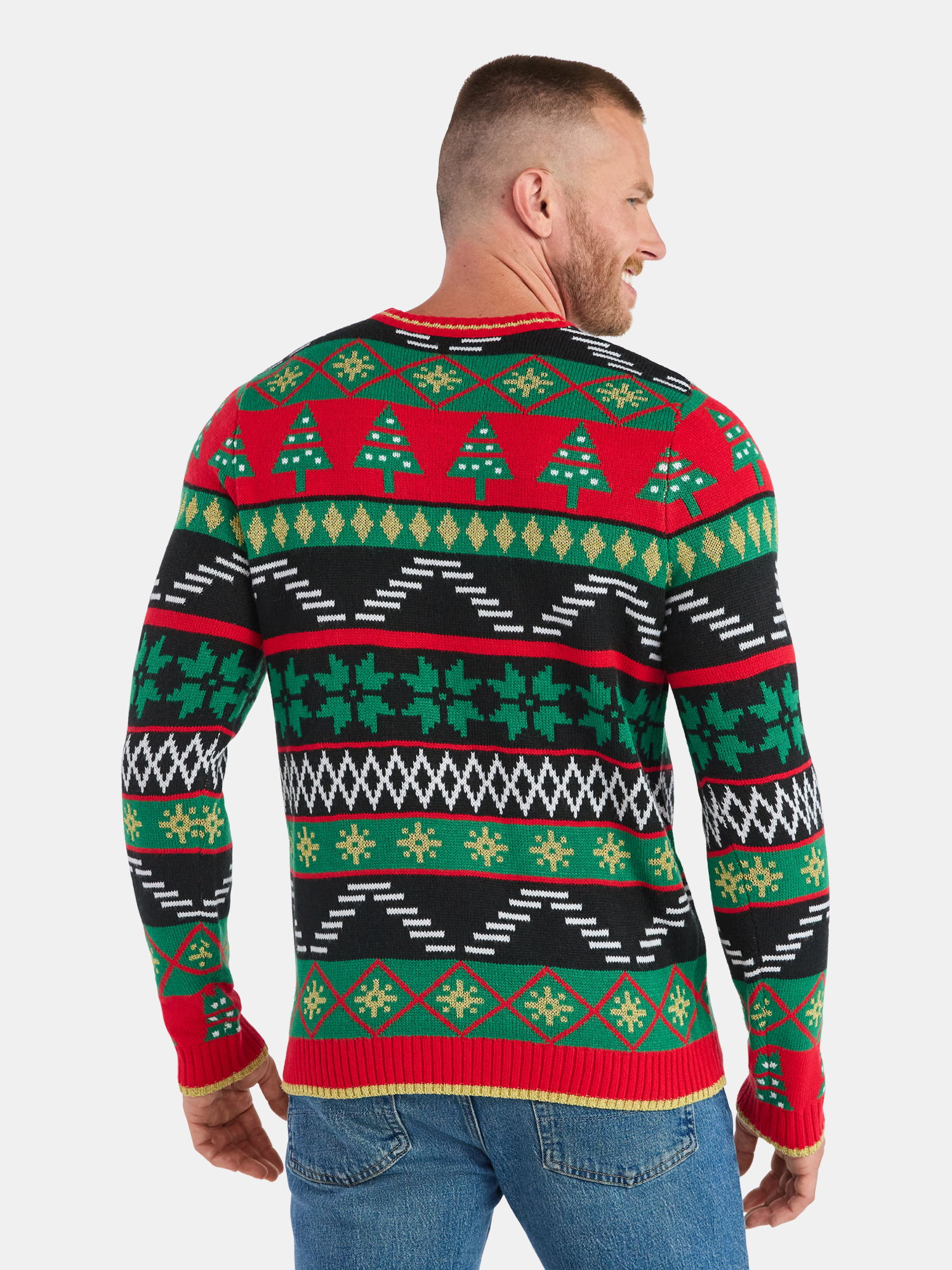 Men's Holly Jolly Days Bear Ugly Christmas Sweater from Holiday Time, Midweight, Sizes M-2XL