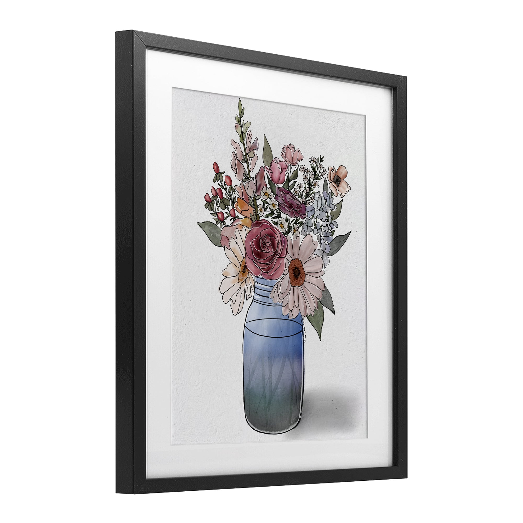 Stupell Industries Farmer's Market Vase Black Framed Print Under Glass, design by Alisha Kiara Design