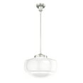 thumbnail image 2 of Hunter - Saddle Creek 1-light Brushed Nickel, Medium Size Pendant Light, Dimmable, Schoolhouse Style, Schoolhouse Shaped, for Bedrooms, Kitchens, Dining, Living Rooms - 19194, 2 of 9
