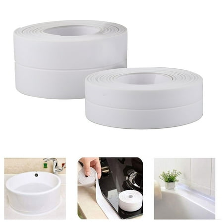EEEKit Caulk Strip PE Self Adhesive Waterproof Sealant Repair Tape Wall and Floor Sealing Peel Tape for Bathtub Bathroom Shower Toilet Kitchen and Wall Sealing 11 Ft Length (38/22 mm,