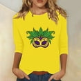 thumbnail image 2 of YUGYXL Deals 2025 Mardi Gras 3/4 Length Sleeve Shirts for Women Summer Comfy Fancy Printed Tshirts Casual Crew Neck Basic Fit Tees Ladies Tunic Tops Celebration Blouse Clearance Sales, 2 of 5