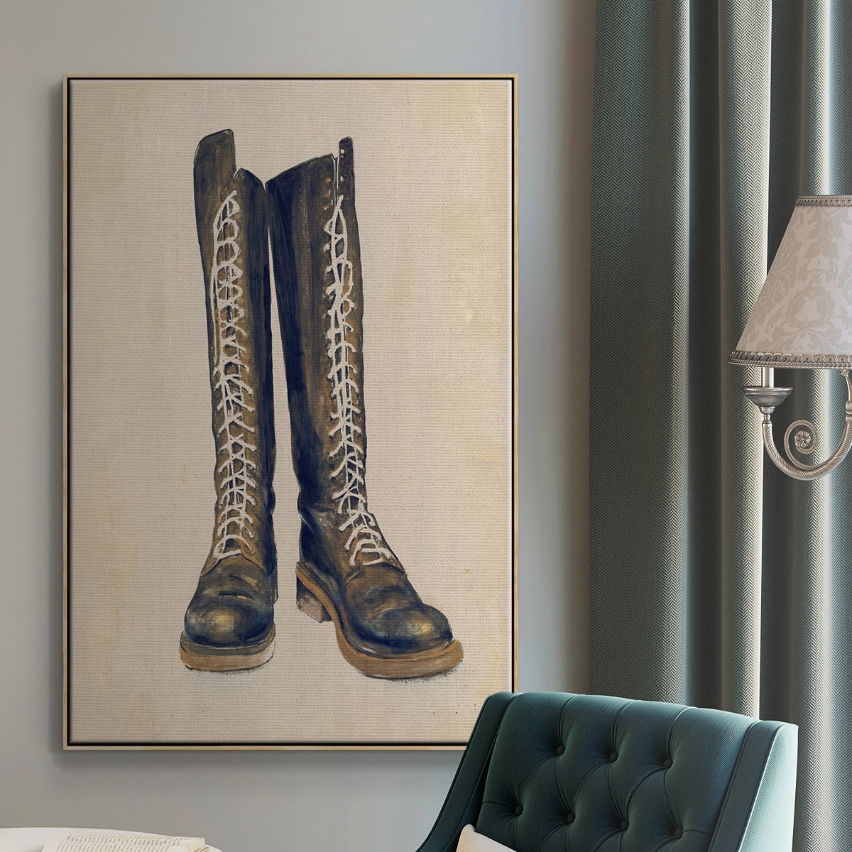 The Shoe Fits III V1 Framed Premium Gallery Wrapped Canvas - Ready to Hang - 17 x 25 - Natural Wood Floating Frame