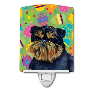 Caroline's Treasures LH9433CNL Brussels Griffon Easter Eggtravaganza Ceramic Night Light, 6x4x3", multicolor