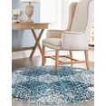 thumbnail image 3 of Unique Loom Kamala Washable Collection Area Rug - Chevron (7' 10" Round Navy Blue/Light Blue), 3 of 9