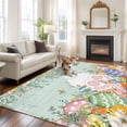thumbnail image 2 of Large Area Rugs for Living Room Bedroom, Cute Easter Bunny 6'x9' Rug Washable Carpet Runner Indoor Outdoor, Eucalyptus Leaves Colorful Eggs Teal Wooden Non Slip Floor Mats Rug for Kitchen, Playroom, 2 of 8