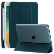 Infiland Slim Wake/Sleep Translucent Frosted Back Cover Case for iPad 6th Gen 9.7" 2018 Release w/Built-in Apple Pencil Holder, Navy