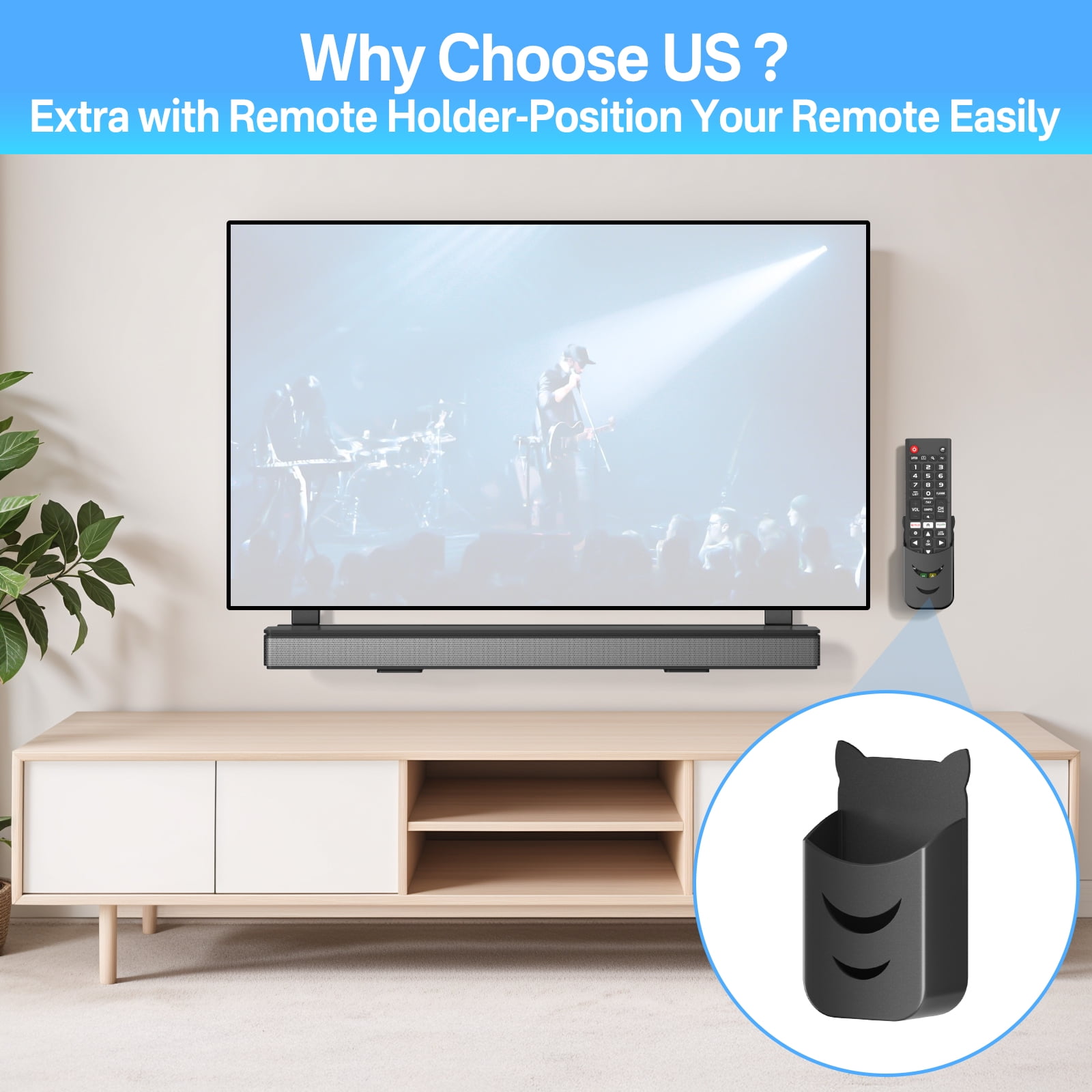 Sound Bar Mounts Under TV for Samsung, Vizio, LG and More Soundbar with Remote Holder - Adjustable Height & Depth Sound Bar TV Bracket Hold Up to 35 Lbs