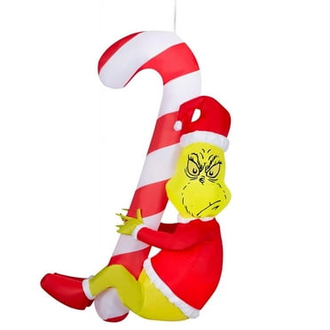 Dr. Seuss 4.5FT Hanging Grinch on a Candy Cane Holiday Inflatable