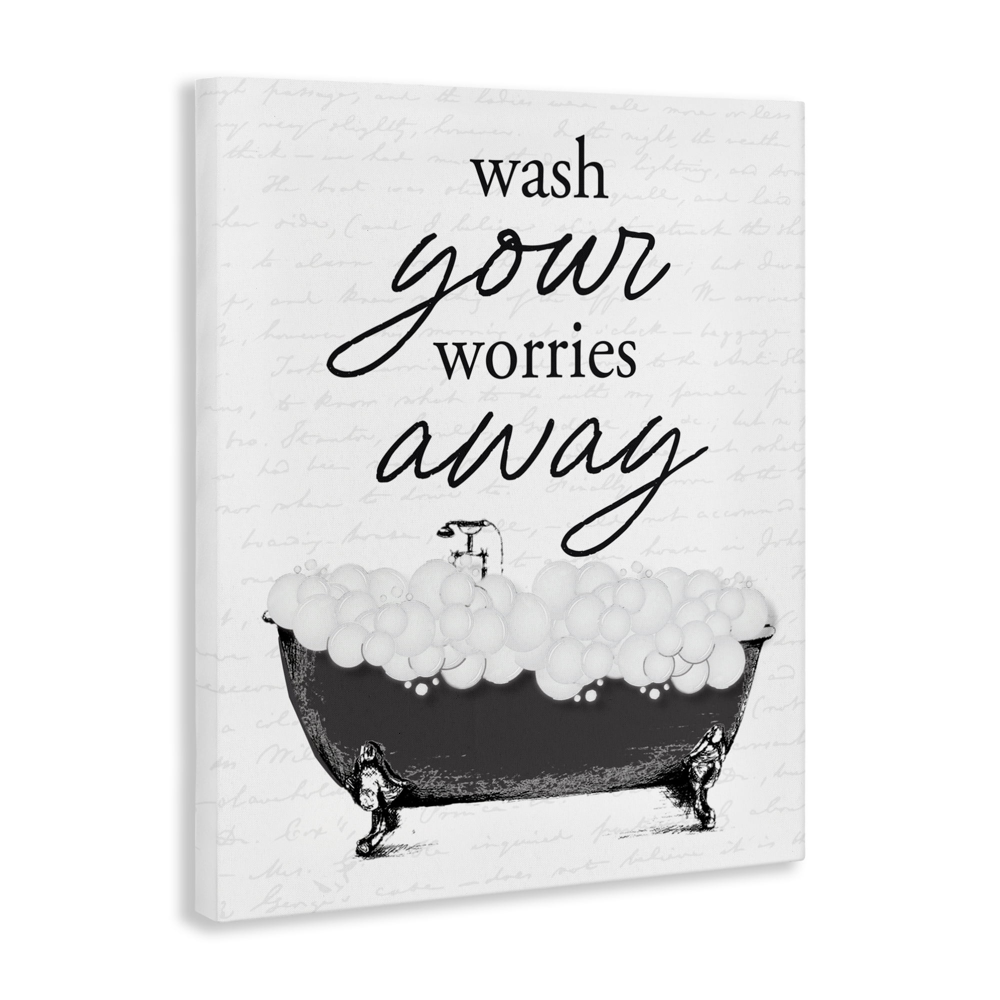 Bubble Bath Wash Worries Canvas Wall Art, design by Lettered and Lined