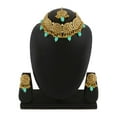 thumbnail image 3 of Efulgenz Indian Jewelry Choker Necklace Maang Tikka Earrings Bollywood Wedding Crystal Kundan Necklace Earrings Head Chain Set, 3 of 5