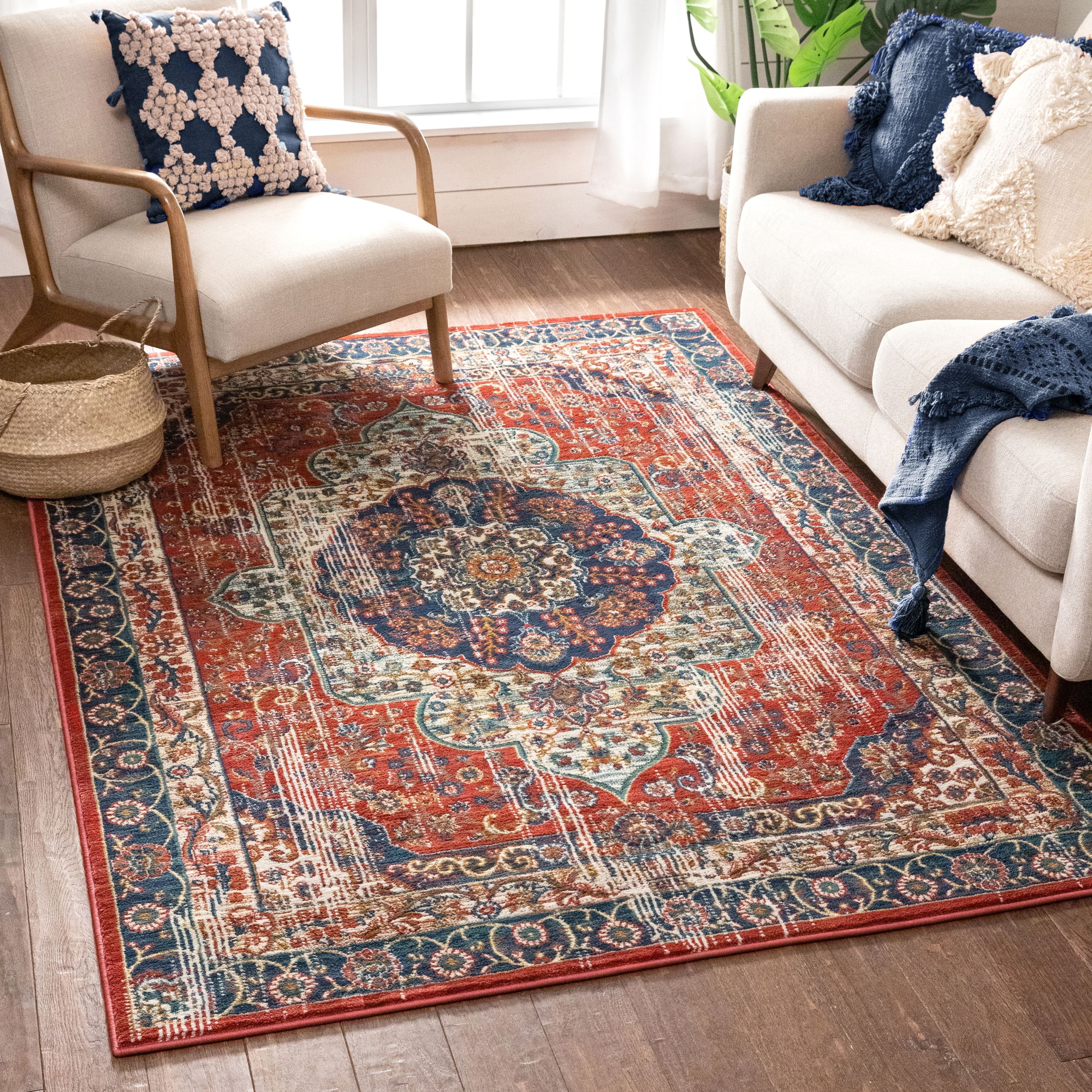 Well Woven Alice Red Traditional Medallion Area Rug 5x7 (5'3" x 7'3