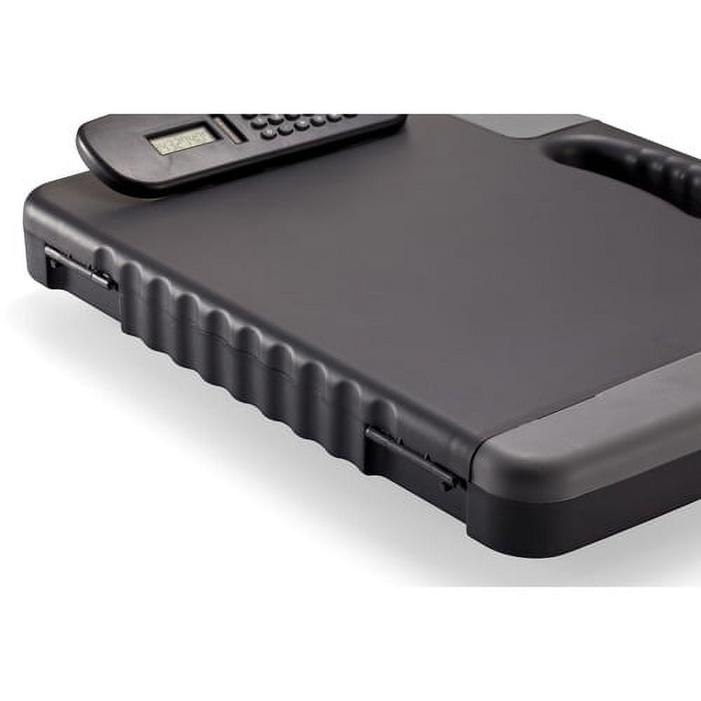 OIC Calculator Storage Portable Clipboard Low-profile - Heavy Duty - Plastic - Charcoal Black - 1 Each