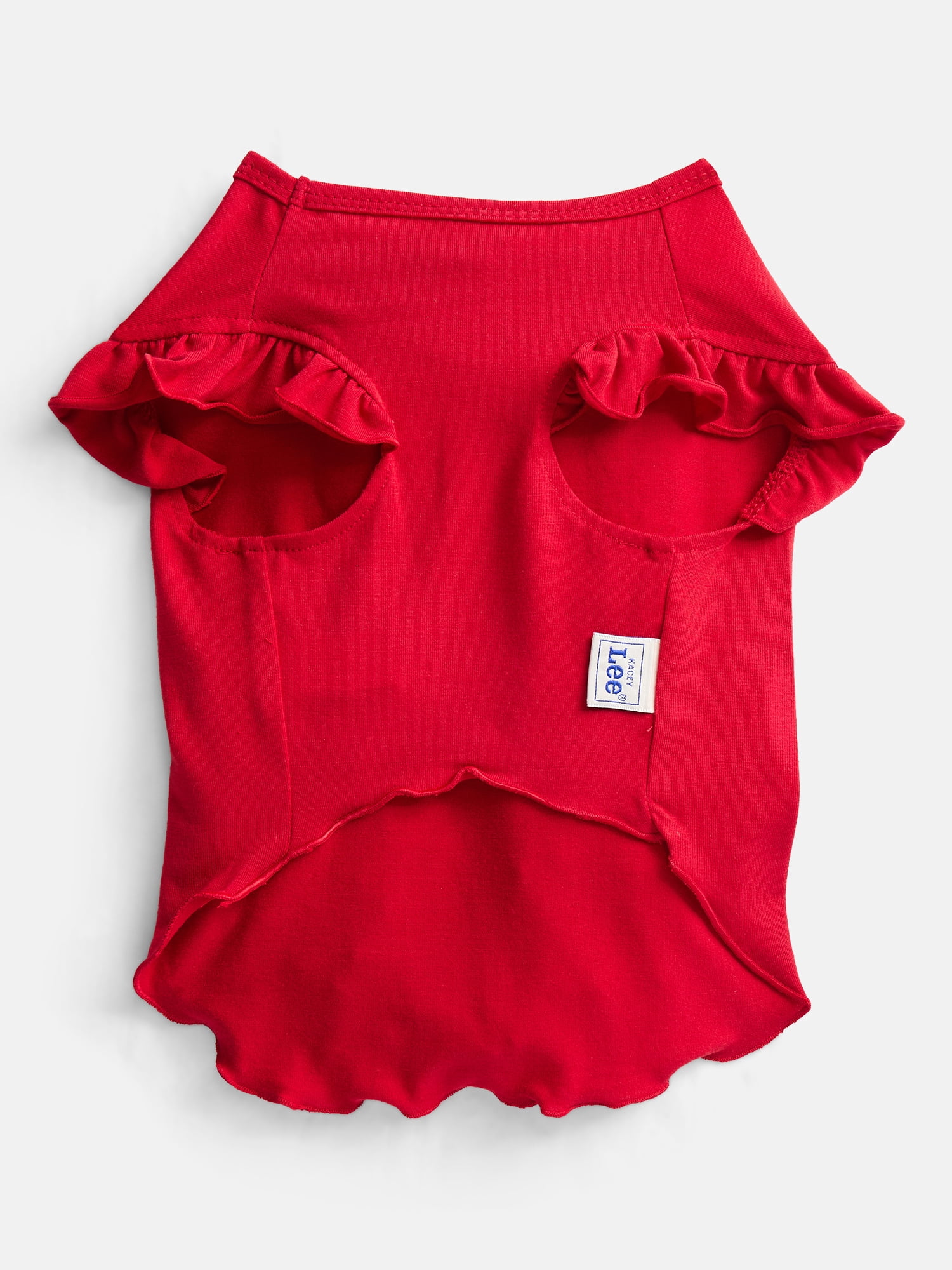 Kacey Lee Darlin' Ruffled Edge Pet Tee Shirt for Cats and Dogs, Red, Large