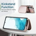 thumbnail image 4 of Samsung Galaxy S20 Plus Crossbody Wallet Case, Zipper Pocket Phone Case Cross Body Strap with RFID Blocking Carring Bag Credit Card Premium Leather Kickstand Shockproof Case, Rosegold, 4 of 11