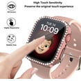 thumbnail image 4 of 2 Pack Bling Case with Tempered Glass Screen Protector for Apple Watch Series 3/2/1 42mm, All Round Full Protection Hard PC Cover Bumper for iWatch 7 Accessories, Pink+Clear, 4 of 5