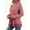thumbnail image 6 of Ltctricy Women's Long Sleeve T Shirts Trendy Crew Neck Striped Fashion Tee Tops Soft Casual Tees Loose Tunic Blouses(Red,X-Large), 6 of 7
