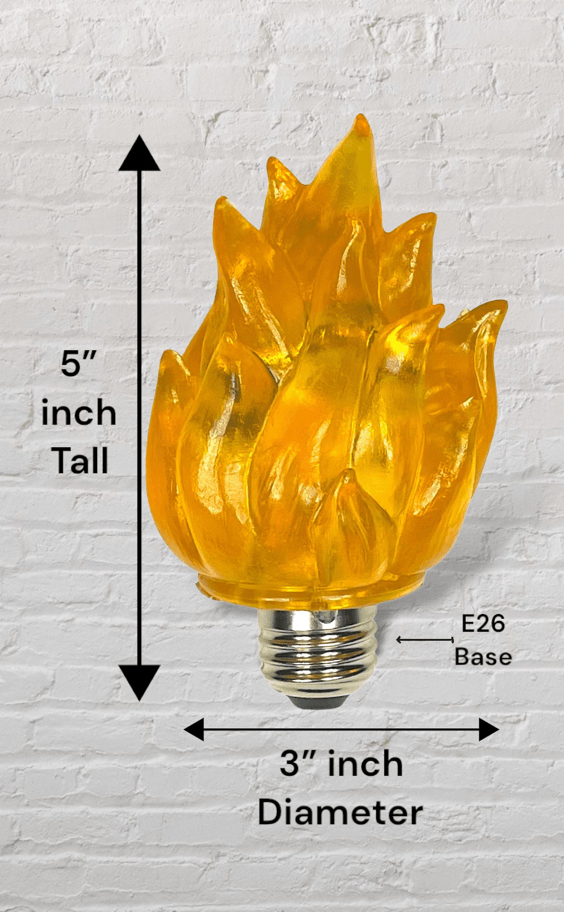 Flame LED Light Bulb, Non-Flickering, 3D Epoxy Resin Fire, Dimmable, 40Watt, 120V, E26 base
