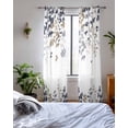 thumbnail image 3 of Grey Brown Leaves Sheer Curtains 63 Inch Length 2 Panels Set for Living Room/Bedroom, Summer Botanical Kitchen Curtains with Grommet Semi-Sheer Curtains Drapes Voile Window Treatments 42"x63"x2, 3 of 7