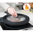 thumbnail image 6 of Microwave Splatter Cover Glass Cover Splatter Guard Lid with Collapsible Silicone for Food Cover Plate Cover 10.5 inch, Black, 6 of 8