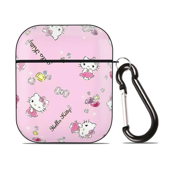 Hello kitty AirPods 2nd Generation Protective Case (Hard Shell Black) AirPods Protective Case PC Protective Case Buckle, Compatible with Apple AirPods 2nd Generation Charging Box