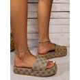 thumbnail image 4 of Women's Platform Slides Canvas Sandals Comfortable Open Toe Sandals for Summer Beach, 4 of 5