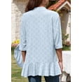 thumbnail image 4 of Chase Secret Short Sleeve Cardigan for Women Summer Netted Knit Ruffle Half Sleeve Kimono Cover Ups Blue, 4 of 8