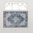thumbnail image 5 of Roomisland Area Rug 4x6ft Machine Washable Non-Slip Traditional Chenille Floor Carpet for Living Room Bedroom, Blue, 5 of 10