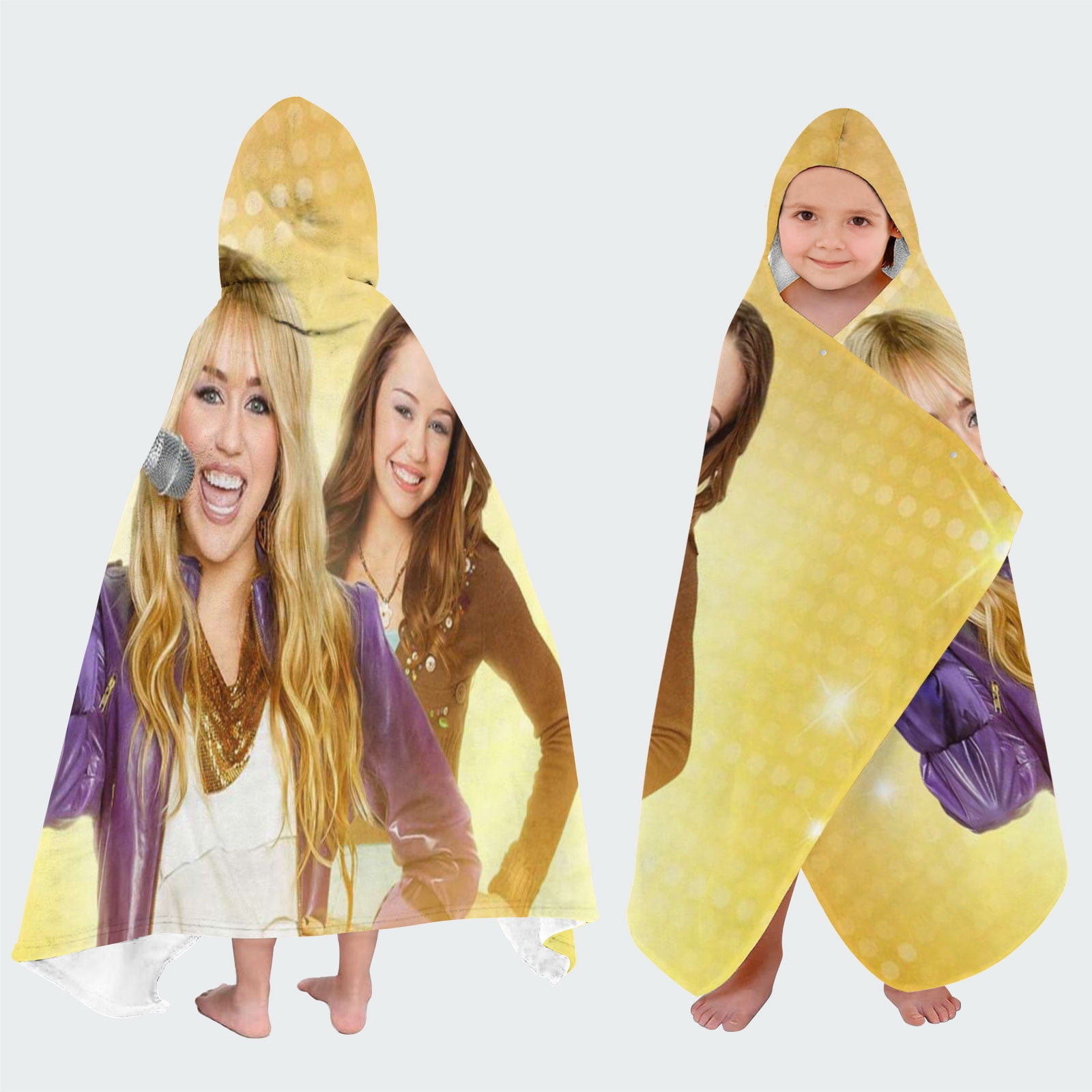 Hannah Montana Hooded Kids Beach Towels Toddler Microfiber Bath Absorbent Pool Wrap Hat Swim Cover-ups Poncho