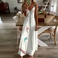 thumbnail image 2 of PuLe Summer Women Fashion Sling Mid-waist V-neck Sleeveless Stripe Printing Slim Beach Long Dress, 2 of 5