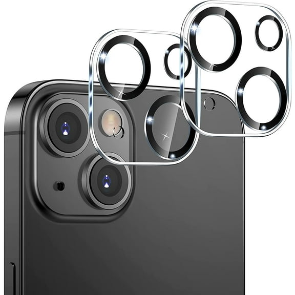 [2 Pack] Camera Lens Protector Compatible for iPhone 13 / iPhone 13 Mini 2021, HD Tempered Glass Black Circle