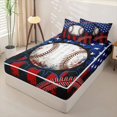 thumbnail image 2 of Manfei Baseball Zipper Twin Comforter Sets with Fitted Sheet and 2 Pillowcases,Rustic Usa Flag Zipper Bedding Set,Red Black Stripes Decor,Black Reversible,4pcs, 2 of 8