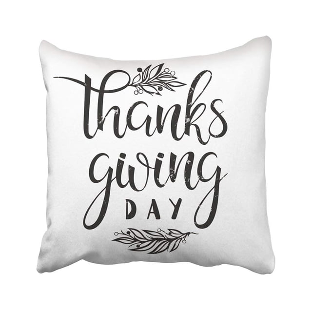 Funda de almohada ABPHQTO Feliz Día de Acción de Gracias Letras a Mano con Flores 45x45 cm