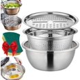thumbnail image 1 of Germany Multifunctional Stainless Steel Basin, 5 In 1, With Grater, Drain, Kitchen Basin, 28cm, 1 of 7
