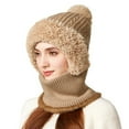 thumbnail image 5 of 3 In 1 Beanie Hat With Scarf And Mask Cozy Womens Scarves Soft Face Masks Scarfs Warm Winter Clothing Beanies Hats Khaki, 5 of 8