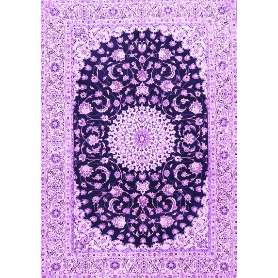 Ahgly Company Indoor Rectangle Medallion Purple Traditional Area Rugs, 2' x 4'