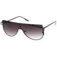 thumbnail image 2 of sunglassLA Unisex Futuristic Rimless Metal Crossbar Nuetral Colored Mono Lens Shield Sunglasses 64mm (Black / Lavender) - 65mm, 2 of 4