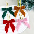 thumbnail image 4 of 24Pcs Red Velvet Ribbon Bows Christmas Tree Ornaments – 3x3" Xmas Decorations for Trees, Wreaths, Home, Party, Front Door, Holiday Decor, Wine, Bows & Ribbons, 4 of 9