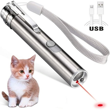 Rechargeable Cat Laser Pointer Toy, 3 Mode Red Laser Pointer, Interactive Light Training Tool with USB Charging for Cat Dog Exercise Playing