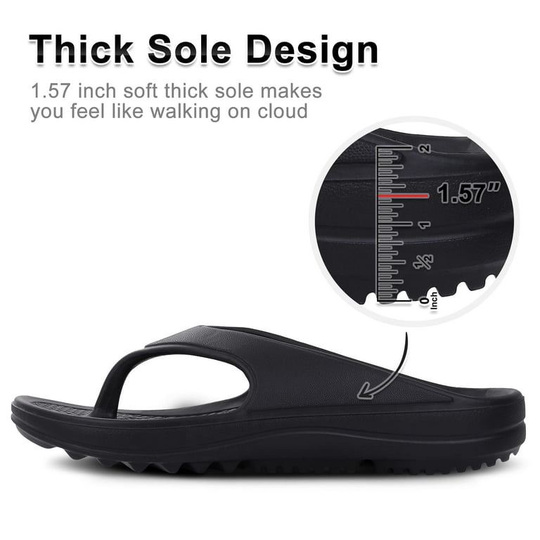 Litfun Women s Orthotic Flip Flops Lightweight EVA Summer Beach Shoes Comfortable Arch Support Black Sandals Slippers Walmart