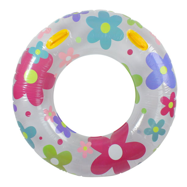 Pool Central 42 Fashion Flower Print Inflatable 1 Person Swimming Pool Inner Tube Ring Float